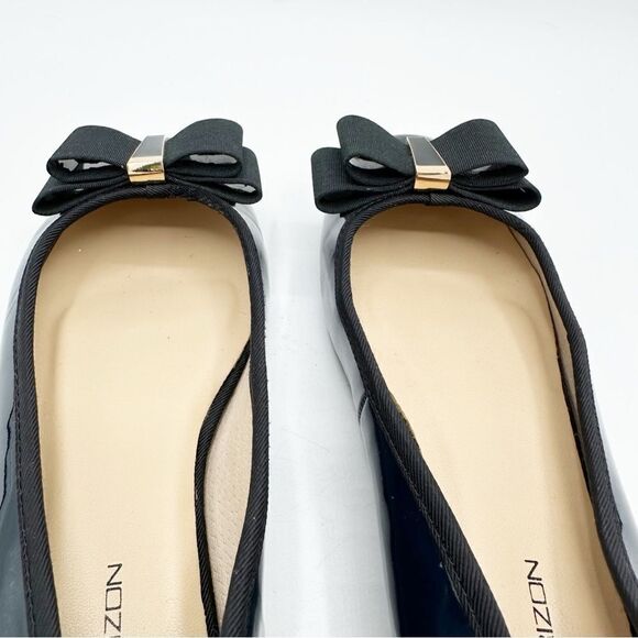 Maud Frizon Women's Black Patent Leather Ballet Flats W/Enamel Accent w/ Bow 6.5 - Picture 7 of 12